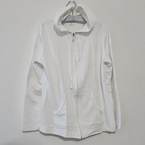Karen Scott Sport Size M White Cotton Spandex Long-Sleeved Womens Zippered Light